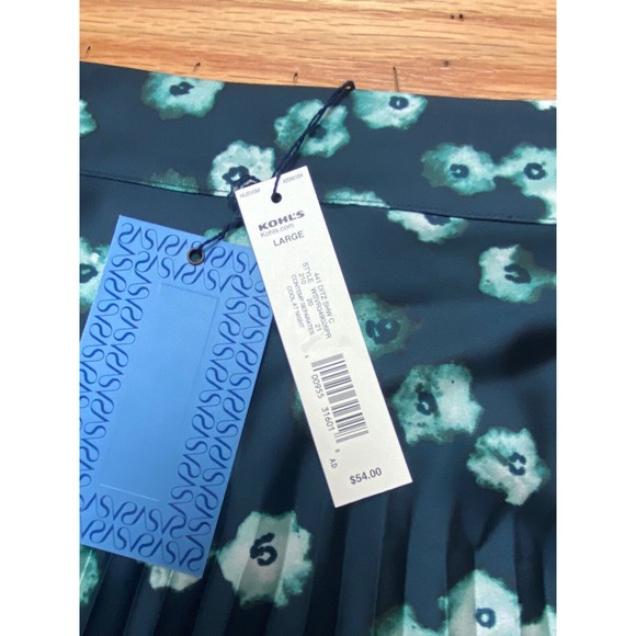 Simply Vera Vera Wang Pleated Cool At Night Skirt Pleated Size Large Blue Floral - Picture 5 of 12